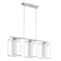 Eglo-Loncino 1 / Interior Triple pendant light - Chrome / Satin Glass Shade